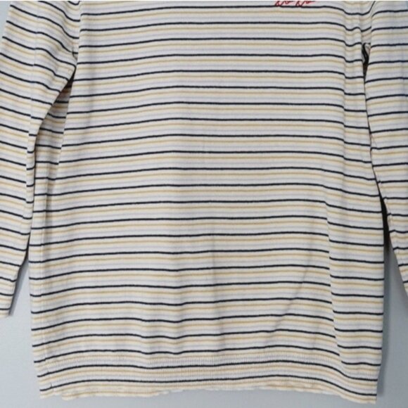 GAP 100% Cotton Fine Kit Crewneck Sweater Stripe Novelty XOXO Embroidery Sz M - Picture 3 of 16